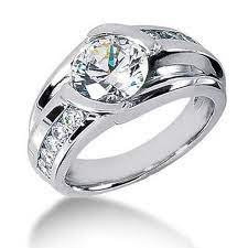 Large 2 99ct Men S Diamond Solitaire Pinky Ring 18k White Etsy Men Diamond Ring Rings For Men Diamond Rings