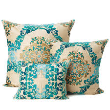 Kim Seybert Brocade Teal Gold Pillows Teal Pillows Decorative Teal Throw Pillows Pillows