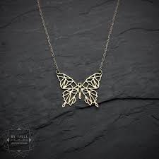 Butterfly Necklace Geometric Gold Butterfly Animal Jewelry Etsy Insect Jewelry Origami Necklace Jewelry
