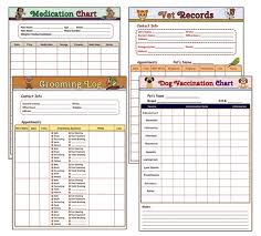 printable dog care bundle kit documents vaccination record medication chart dog grooming vet record