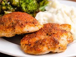 Recipe and directions:boneless skinless chicken thighs 6lemon pepper (to taste)garlic/onion powder (to taste)cayenne pepper (optional)sautéed side2. Simple Oven Roasted Chicken Thighs One Happy Housewife