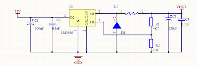 The lm2596 series operates at a switching frequency of 150 khz, thus allowing smaller sized filter components than what would be required with lower frequency switching regulators. Lm2596 Power Module Schematic And Pcb Sharing Programmer Sought