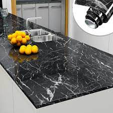 How to strip your plastic vinyl covered kitchen cupboard doors ready for painting. Buy Wallpaper Black Marble Texture Furniture Refurbished New Skin Kitchen Cabinet Waterproof Self Adhesive Sticker Seetracker Malaysia