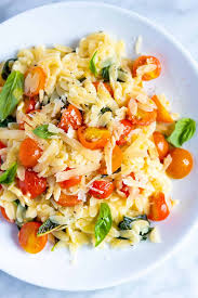 Orzo Pasta With Tomatoes Basil And Parmesan