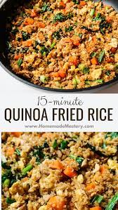 15 Minute Quinoa Fried Rice With Chicken Homemade Mastery Recipe Quinoa Recipes Healthy Easy Quinoa Recipes Healthy Vegetable Dinners