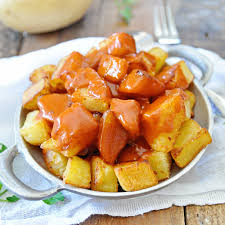 The Authentic Patatas Bravas Served In Madrid Spain Recipe Tapas Recipes Spain Food Food
