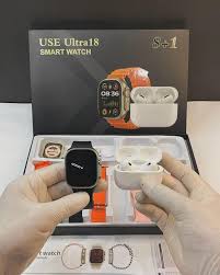 USE-ULTRA 18 SMARTWATCH AVAILABLE A sleek design ultra watch with 8 straps,  a watch case and one AirPod pro 😊 Step counter / pedometer • sleep monitor  (deep sleep/light sleep analyser) •ecg/sedentary/anti-lost/alarm/stop