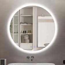 The uniquely shaped mirror has an ornate, glam design that's ideal for bathroom and vanity setups alike. Amazon Com Citymoda 24 Inch Round Led Mirror Round Bathroom Mirror With Led Lights Smart Dimmable Vanity Mirror Modern Wall Mounted Makeup Mirror Anti Fog 3 Led Color Adjustable