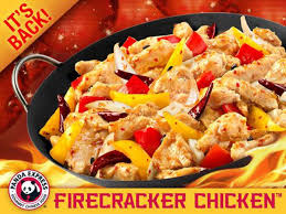 If your love panda express' firecracker chicken or you simply love panda express then make sure to take advantage of this promotion and get a free firecracker chicken breast entree by adding a small serving to your cart from the a la carte menu or an extra serving from add more after building. Panda Express Brings Back Firecracker Chicken