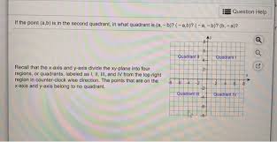Graph with the 4 quadrants labeled on a coordinate plane. Solved Question Help If The Point A B Is In The Second Chegg Com