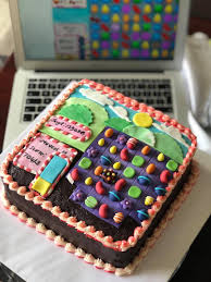Hi all wish to bake a laptop cake for my hubby.need idea ,how can i make the keys on a rectangular laptop cake by: Candy Crush Cake For A Mom S Fainaz Milhan Cake Design Facebook