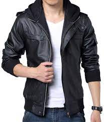 Wantdo Men S Fashion Faux Jackets Pu Leather Jackets With Hood Black Small Cafe Racer Leather Jacket Leather Jacket Men Leather Jacket With Hood