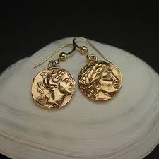 The Twins Brother And Sister Artemis And Apollo Earrings Sun God And Moon Goddess Greek Mythology Coin Earrings Artemis Ancient Greek Coin Apollo And Artemis