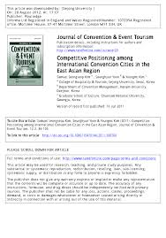 Contact details of asian international college of tourism (aict). Pdf Competitive Positioning Among International Convention Cities In The East Asian Region
