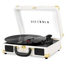 Victrola Journey Bluetooth Suitcase Record Player with Three-Speed  Turntable | White | VSC-550BT-WHT-INT