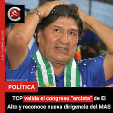Último Según publicó Correo del Sur, el Tribunal Constitucional  Plurinacional (TCP) habría emitido una sentencia en la que reconocería el  congreso del MAS llevado a cabo en la ciudad de El Alto
