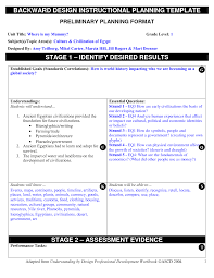 Backward Planning Template Backward Design Instructional Planning Template Doc Lesson Plan Templates Instructional Planning Unit Plan Template
