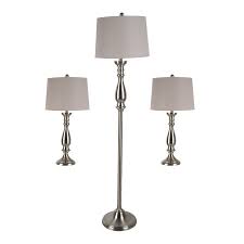 Allen Roth Norabelle 3 Piece Standard Lamp Set With Gray Shades Lowes Com Lamp Sets Standard Lamps Lamp