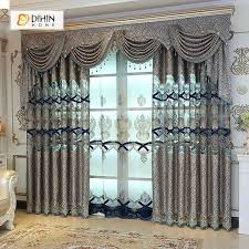 Dihin Home Grey Luxury Embroidered Valance Blackout Curtains Grommet Window Curtain For Living Ro Window Curtains Living Room Luxury Curtains Elegant Curtains