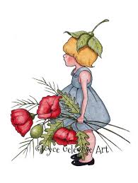 Clip Art Freehand Illustration Little Girl With Flowers Red Poppies Hand Drawn Fantasy Drawing Girls Cartoon Art How To Draw Hands Drawings