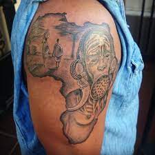 Save 15% on istock using the promo code. Black Ink Shoulder Tattoo Of Africa Continent With Tribal People Tattooimages Biz