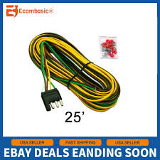 All trailers must be connected with trailer connector wiring in order to use their taillights and turn signals safely. New 25ft 5 Wire Flat Trailer Light Wiring Harness Extension 4 Pole Connectors Ebay