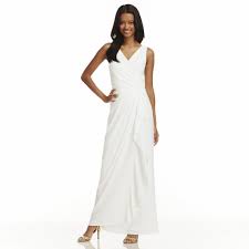 Women S Chaps Surplice Drape Front Full Length Dress Simple White Dress Dresses Kohls Dresses