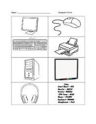 Black And White Computer Parts Name And Pictures Color The Computer Parts Worksheet Teaching Computers Kindergarten Worksheets Computer Lab