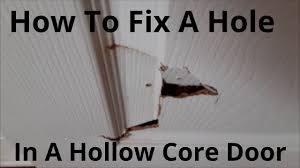 The best hinges for hollow core doors are still the base molding spring stops, (as seen on the door in this foreground) and not the hinge pin stops (as seen on the two doors in the background). How To Fix A Hole In A Hollow Core Door Youtube