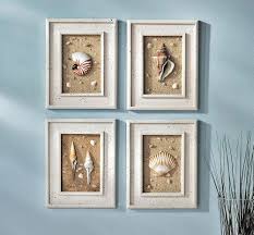 Beach Themed Bathrooms Use Sandpaper For A Background And Glue On Shells Collected On Beach Vacati Seashell Wall Art Nautical Bathroom Decor Beach Wall Decor