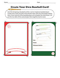 Add the artwork to the center box and the card's description into the text box. Create Your Own Baseball Card Worksheet Education Com