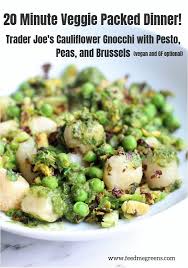 Trader Joe S Cauliflower Gnocchi With Pesto And Brussels Feed Me Greens Recipe Gnocchi Recipes Healthy Gnocchi Recipes Healthy Recipes