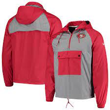 Men S San Francisco 49ers Nike Scarlet Raglan Quarter Zip Pullover Hoodie Jacket
