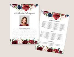 You can also cut and paste from other documents to save time. Obituary Template Funeral Memorial Card With Burgundy Red Etsy