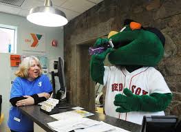 Wally The Green Monster meet and greet at the Old Colony YMCA in Easton