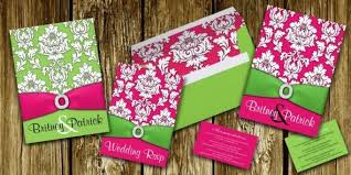 Hot Pink Lime Green Damask Decorative Wedding Invitations Suite Found Here Http Www Squidoo Com Hot Lime Green Weddings Pink Green Wedding Lime Wedding