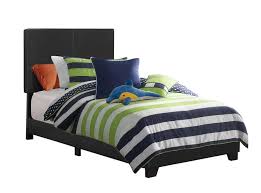 Lavish, padded faux leather upholstery. Dorian Upholstered Bed Dorian Black Faux Leather Upholstered Twin Bed 300761t Kids Beds Midtown Outlet Home Furnishings