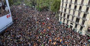 Image result for Catalan referendum: Around 300,000 people have taken to the streets of Barcelona, Spain to protest against the police violence during the independence referendum.