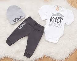 Half Birthday Boy Outfit Personalized Baby Bodysuit Cute Etsy