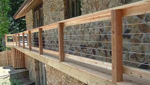 This railing is, once again, more functional than pretty. Stainless Steel Cable Deck Railing Systems View Plenty Deck Railing Ideas Awoodrailing Com Deck Railing Ideas Cheap Deck Railing Design Wire Deck Railing