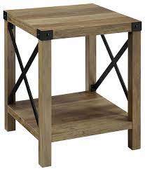 The baxton studio lancashire rustic industrial style wood and metal end table is made from sturdy metal and engineered wood for durability. 18 Farmhouse Metal X Accent Side Table Industrial Side Tables And End Tables By Walker Edison Houzz
