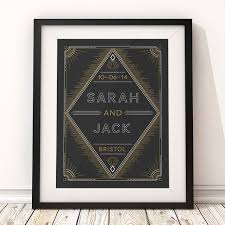 Art Deco Wedding Present Unique Wedding Gifts For Couple Etsy Unique Wedding Gifts Personalized Wedding Print Romantic Wedding Gifts