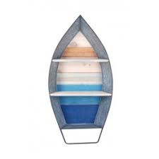 Etagere Murale Forme Bateau Zinc Bois H 76 Cm