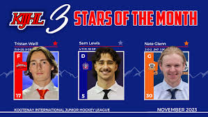 Weill, Lewis & Glenn named KIJHL November 3 Stars