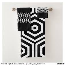 Black And White Bathroom Towel Set Modern Stylish Black And White Bathroom Bath Towel Set Zazzle Com Bathroom Bath Towel Set Black And White Decor
