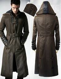 Manteau Capuche Gothique Steampunk Cuir Sangles Lacages Bronze Punkrave Homme Mode Gothique Homme Vetements Futuristes Hommes Gothiques