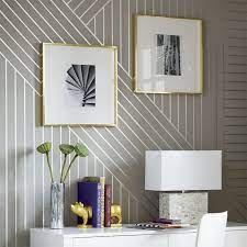 Diy Linear Wallpaper Idea Central The Cb2 Blog Accent Wall Bedroom Creative Wall Painting Diy Wall Painting