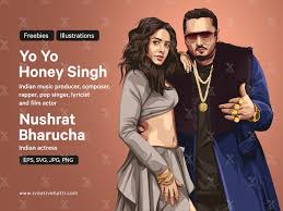 Check spelling or type a new query. Singer Rapper Yo Yo Honey Singh With Nushrat Bharucha Vector Illustration