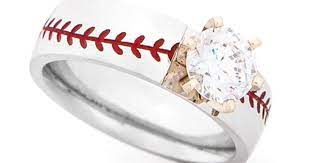 Women S Cobalt Baseball Stitch Engagement Ring Baseball Wedding Ring Engagement Rings Baseball Ring