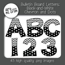 Black And White Bulletin Board Letters Bulletin Board Letters Black And White Chevron And Dots Classroom Decor Classroom Decor Bulletin Board Letters Lettering